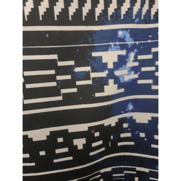Lularoe top size L short sleeve cuffed black/blue geometric - Picture 2 of 4